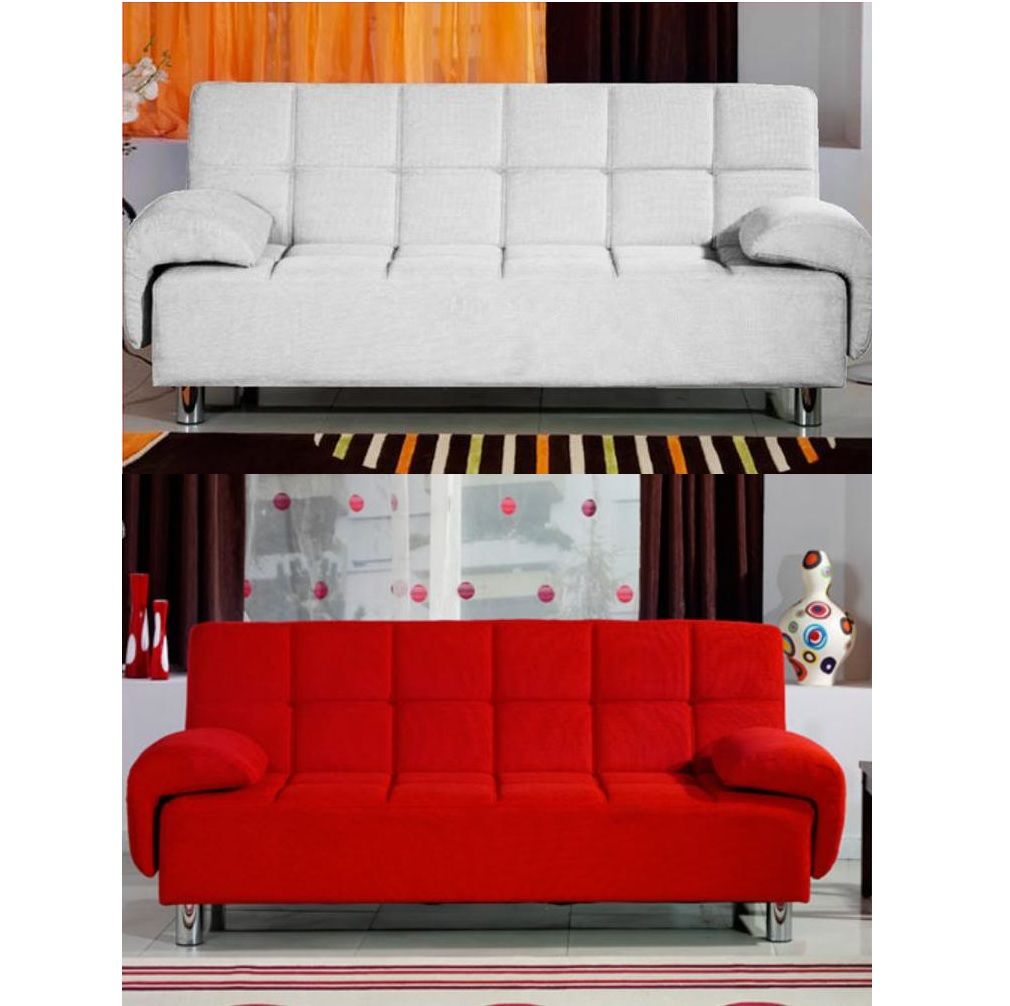 Divano letto Angelica 200x140 bianco rosso con braccioli reclinabile