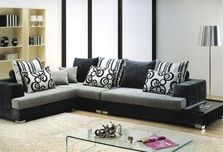 Divano soggiorno moderno Amelia angolare 340cm bianco e grigio