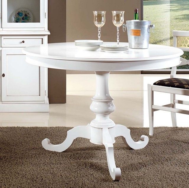 Tavolo Vivian rotondo colore bianco opaco diametro 100 o 120 cm disponibile anche con sedie