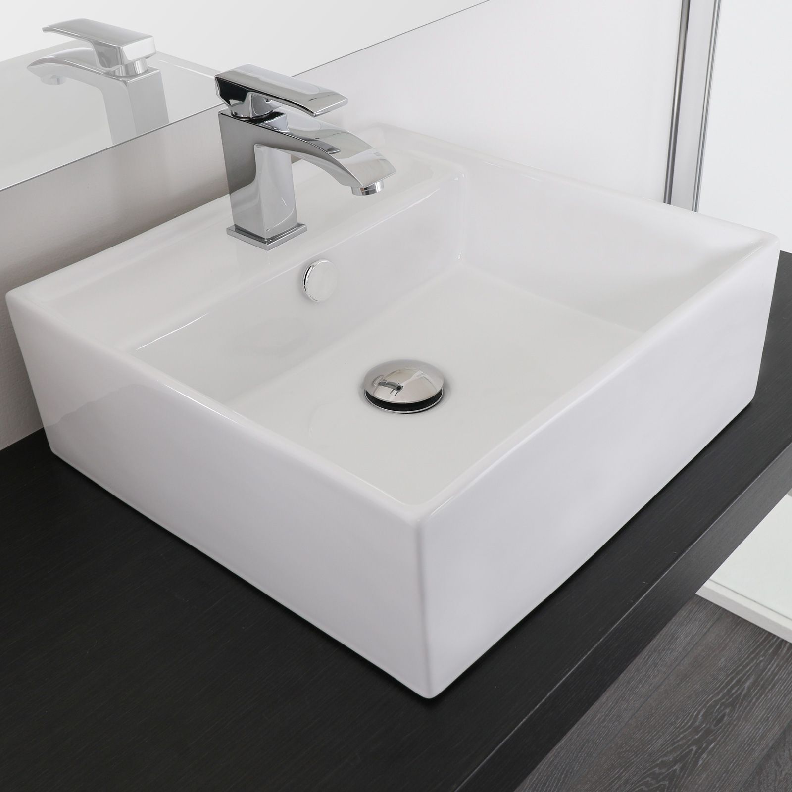 Cabina Doccia Idromassaggio Paola.Lavabo Da Appoggio Rettangolare 41x41 In Ceramica Con Predisposizione Per Miscelatore Modello Paola