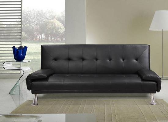 Divano letto Sibilla 194x110x40 in ecopelle bianco o nero ...