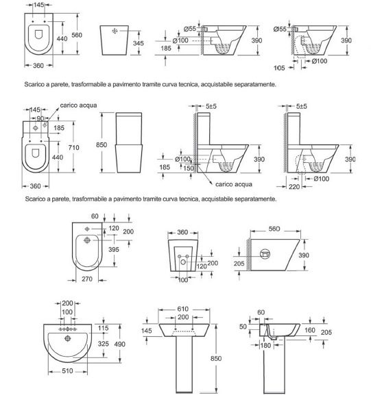 Misure Vaso E Bidet.Coppia Sanitari Galaxy Versione A Terra Vaso Con Bidet E Coprivaso Con Chiusura Ammortizzata Filo Muro