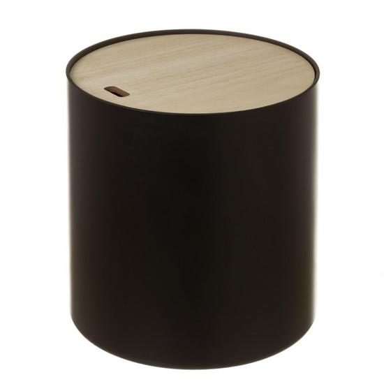 Tavolino rotondo portaoggetti contenitore moderno per soggiorno altezza 40 cm colore nero