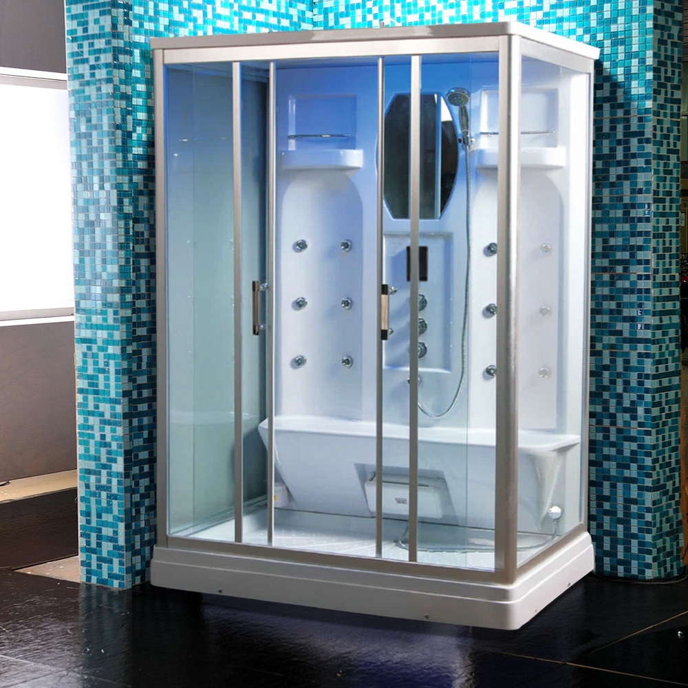 Cabina idromassaggio 140x90 cm con 12 idrogetti bagno turco e bluetooth CB051
