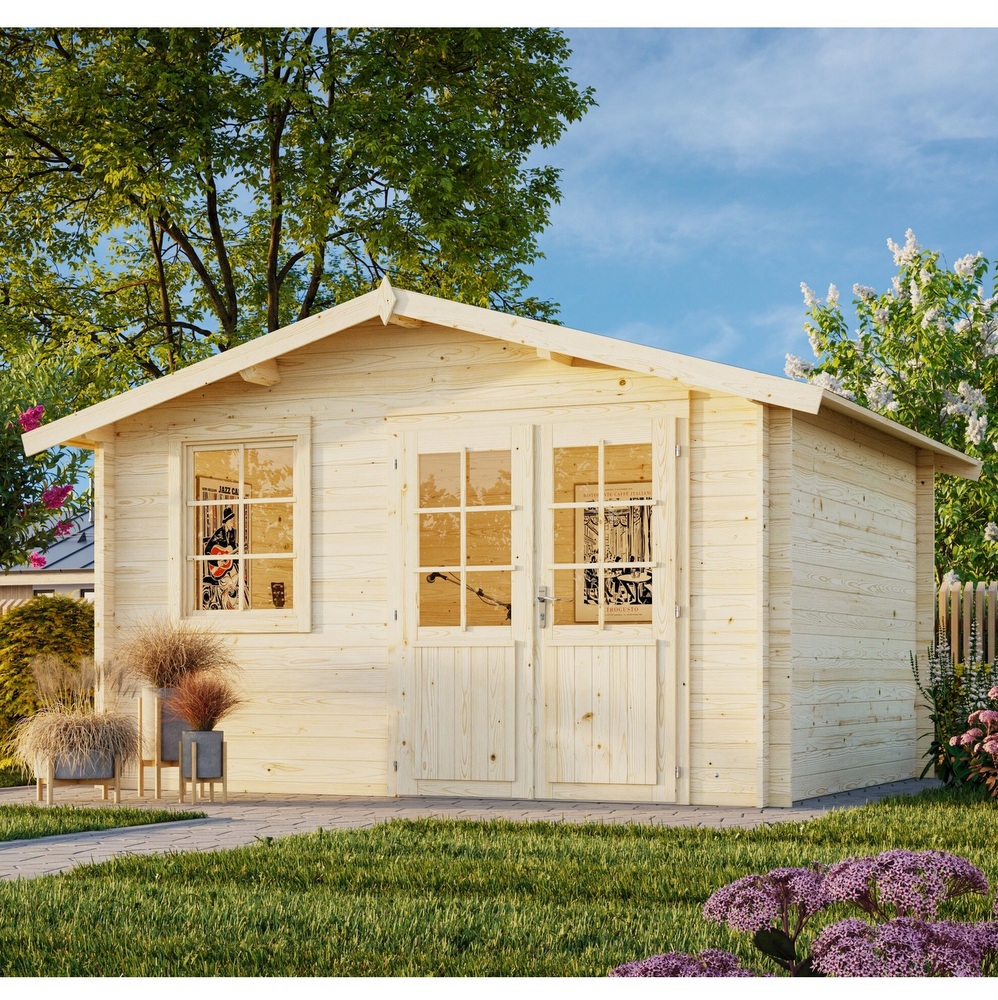 Casetta da 380x320 cm in legno di abete con porta e finestra CS058