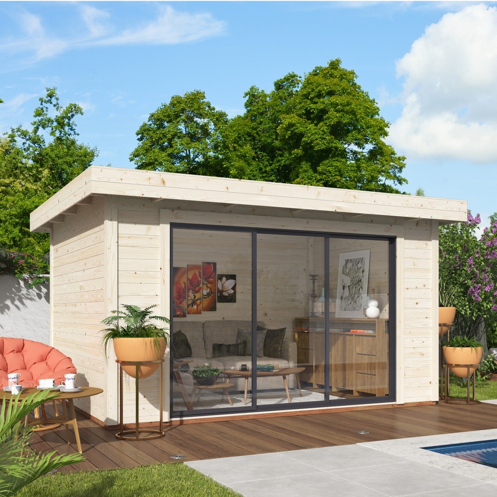 Casetta da 385x291 cm in legno di abete con o senza pavimento CS056