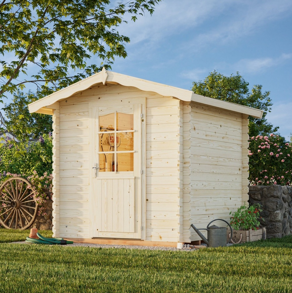 Casetta da giardino 218x218 cm in legno di abete e pavimento incluso CS048