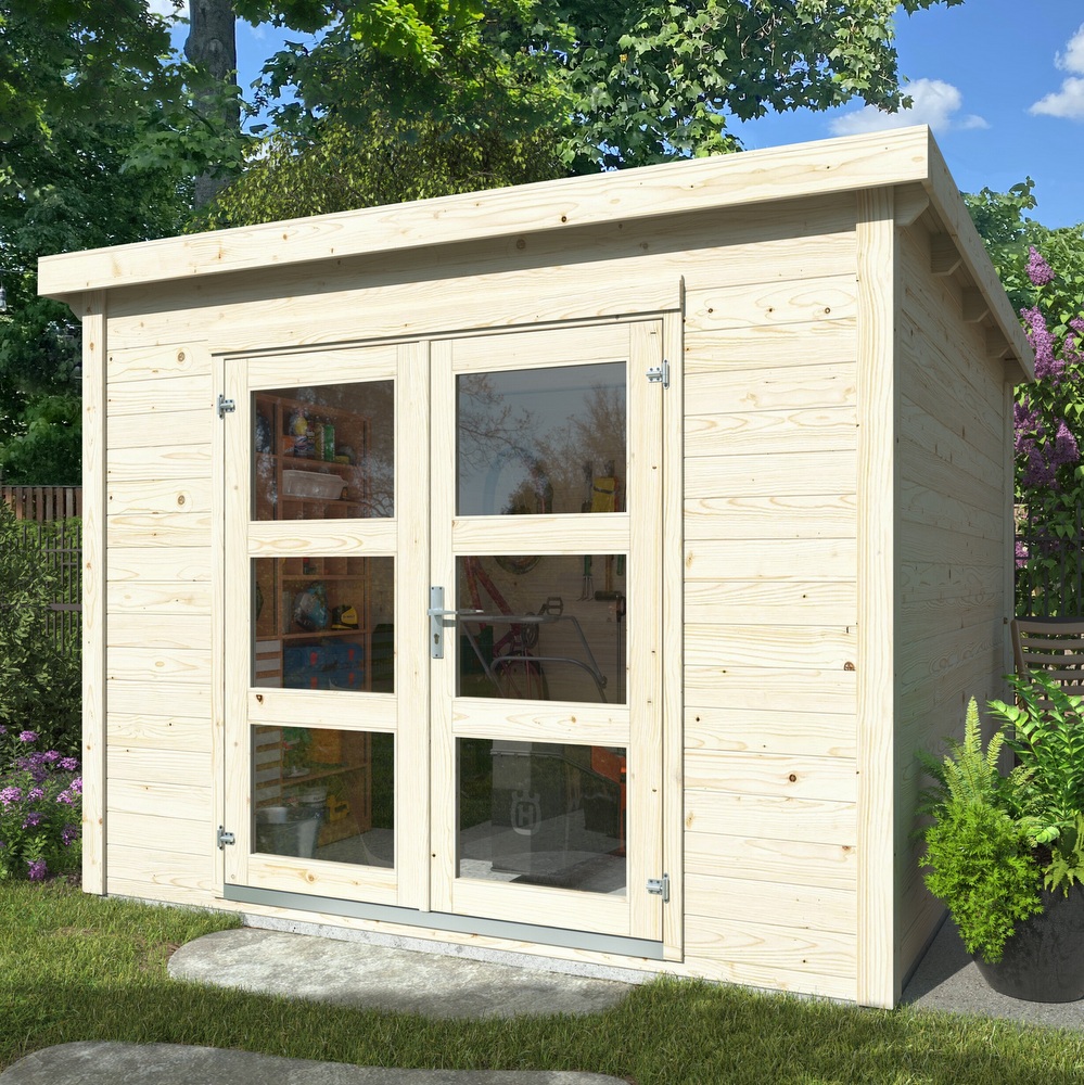 Casetta rettangolare 276x282 cm in legno di abete grezzo con o senza pavimento CS051