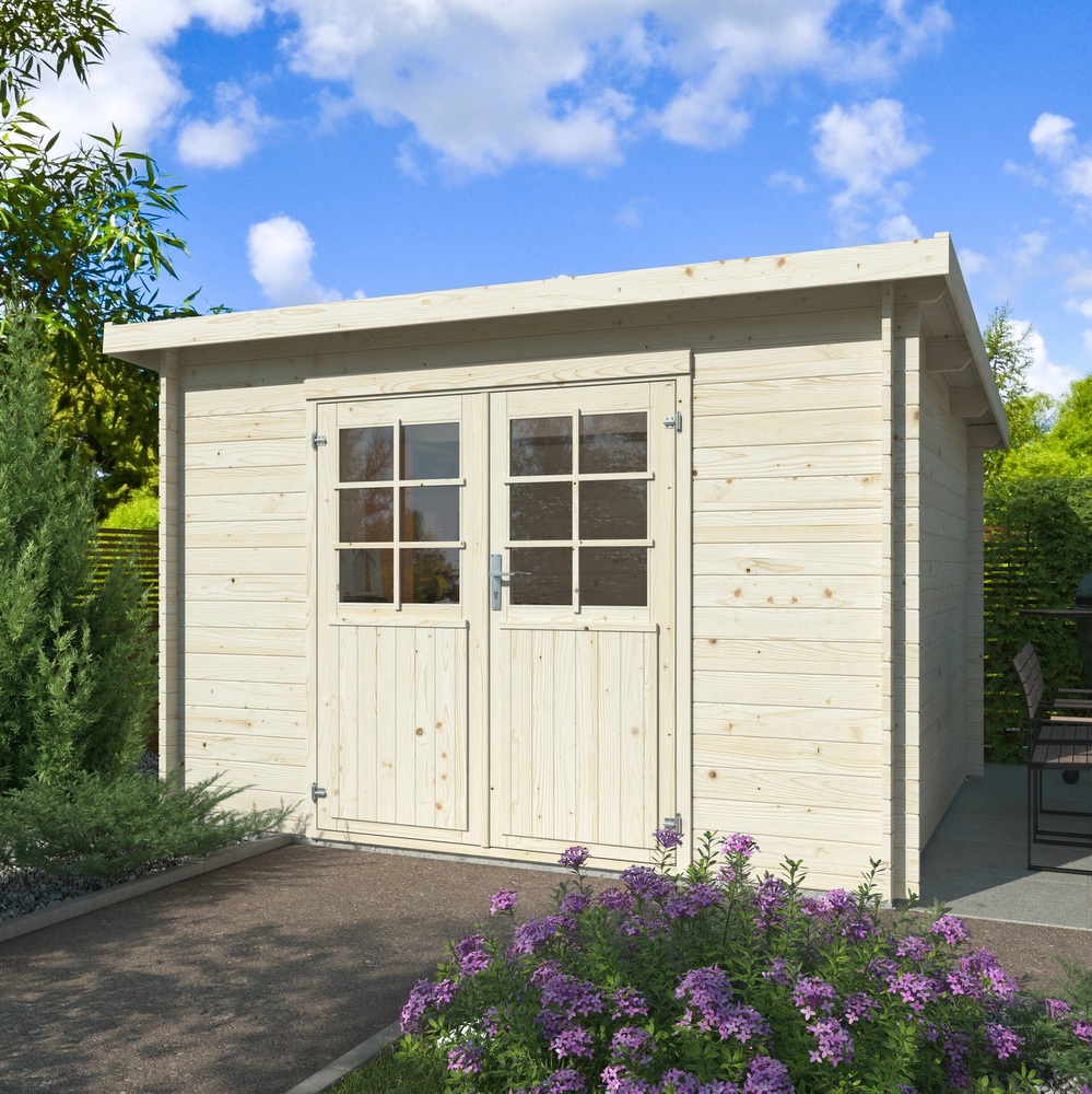 Casetta rettangolare in legno di abete grezzo 322x292 cm con o senza pavimento CS053