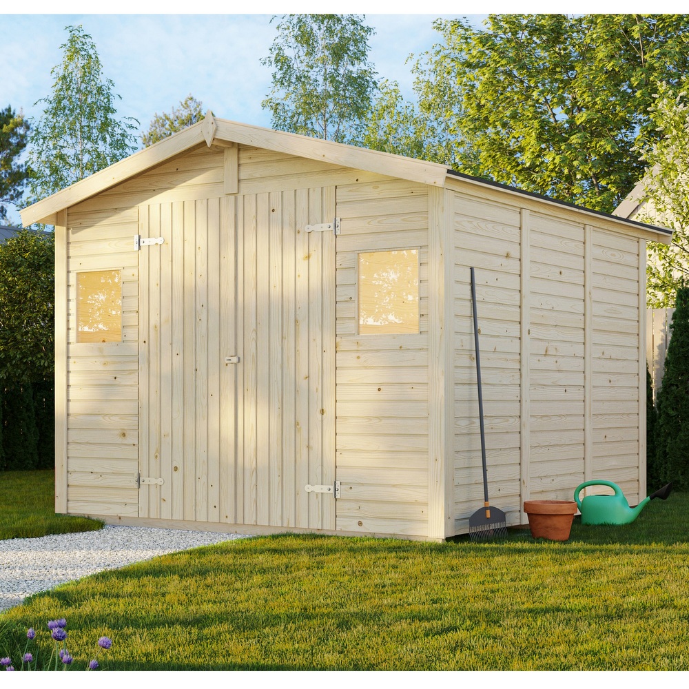 Casetta da 273x280 cm in legno con pavimento, porta doppia e 2 finestre CS071
