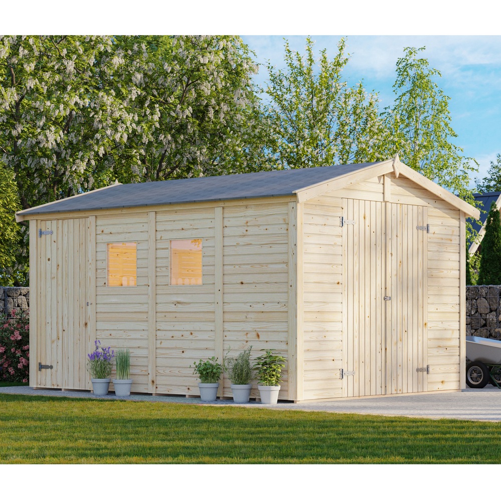 Casetta per esterno 273x370 cm con pavimento, 2 porte e 2 finestre CS072