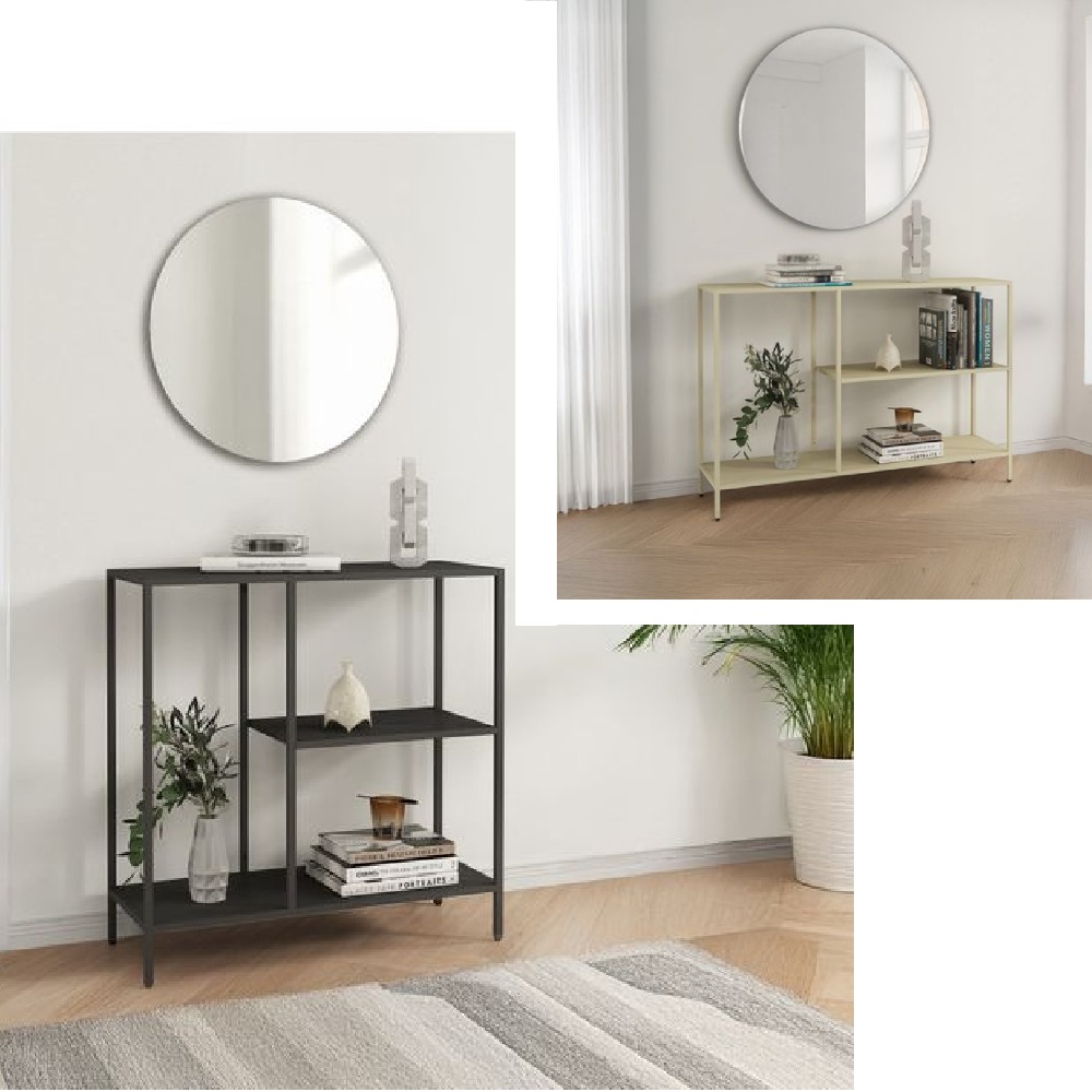 Mobile da ingresso 80x30xH80 cm consolle in metallo 2 colori con specchio BM148