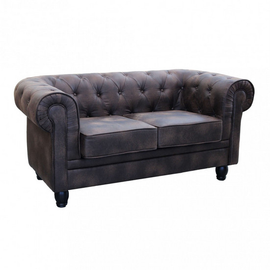Divano In Ecopelle Cotta, Design Classico, 246 X 90 X 230 Cm, Schienale Alto, Colore Fango, Posizionabile Liberamente In Ambiente