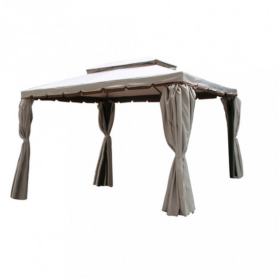 4 Tende Per Gazebo 3x3m Con Zanzariera Integrata - Pannelli Laterali Per Privacy E Protezione UV - Colore Cachi