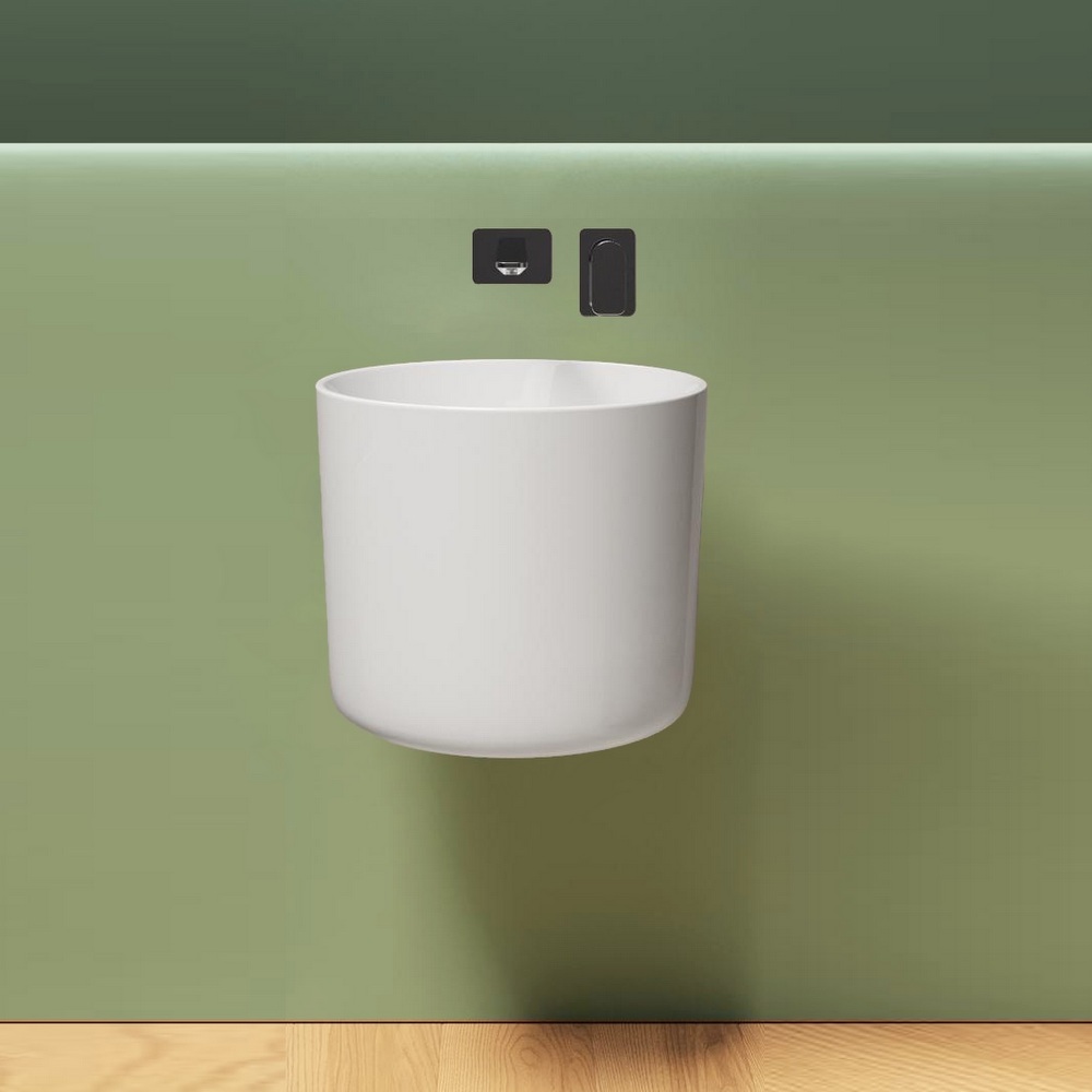 Lavabo mezzo-freestanding in ceramica bianco 45xH38 cm rotondo senza fori LAV107
