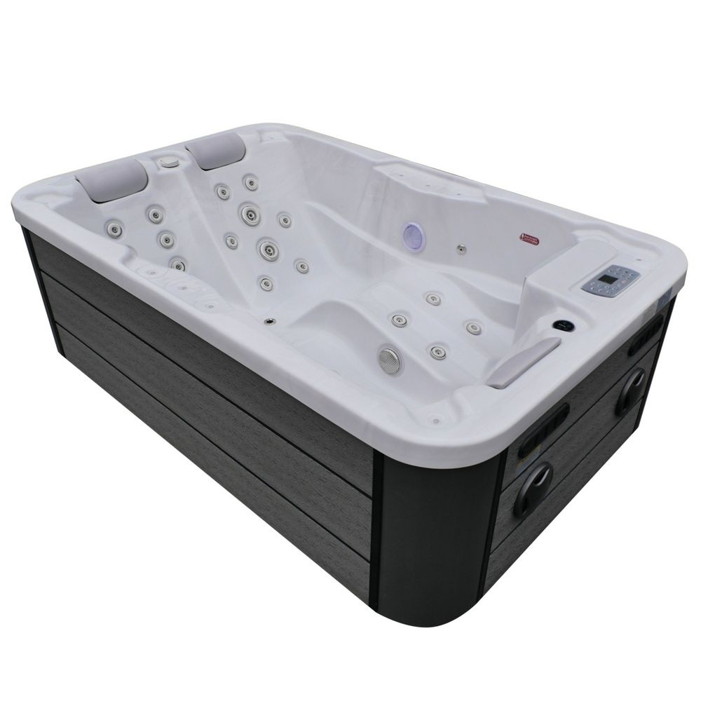 Minipiscina da esterno idromassaggio 3 posti 205x130 cm 35 getti bluetooth ozonoterapia led MP34