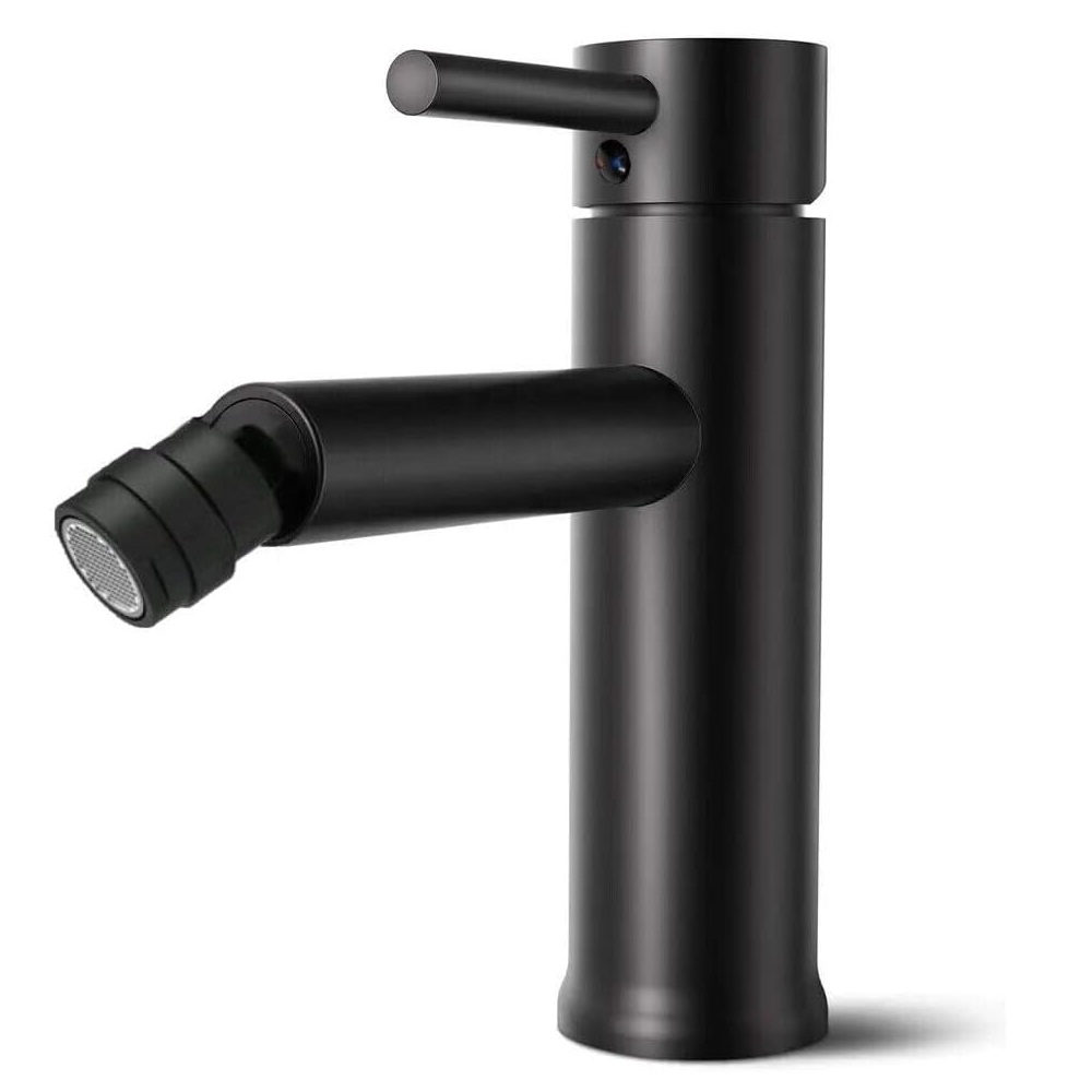 Rubinetto nero per bidet in acciaio inox con piletta RB187