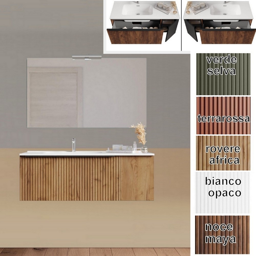 Mobile bagno Lion7 cm 120 sospeso lavabo dx o sx con cassettone ed anta