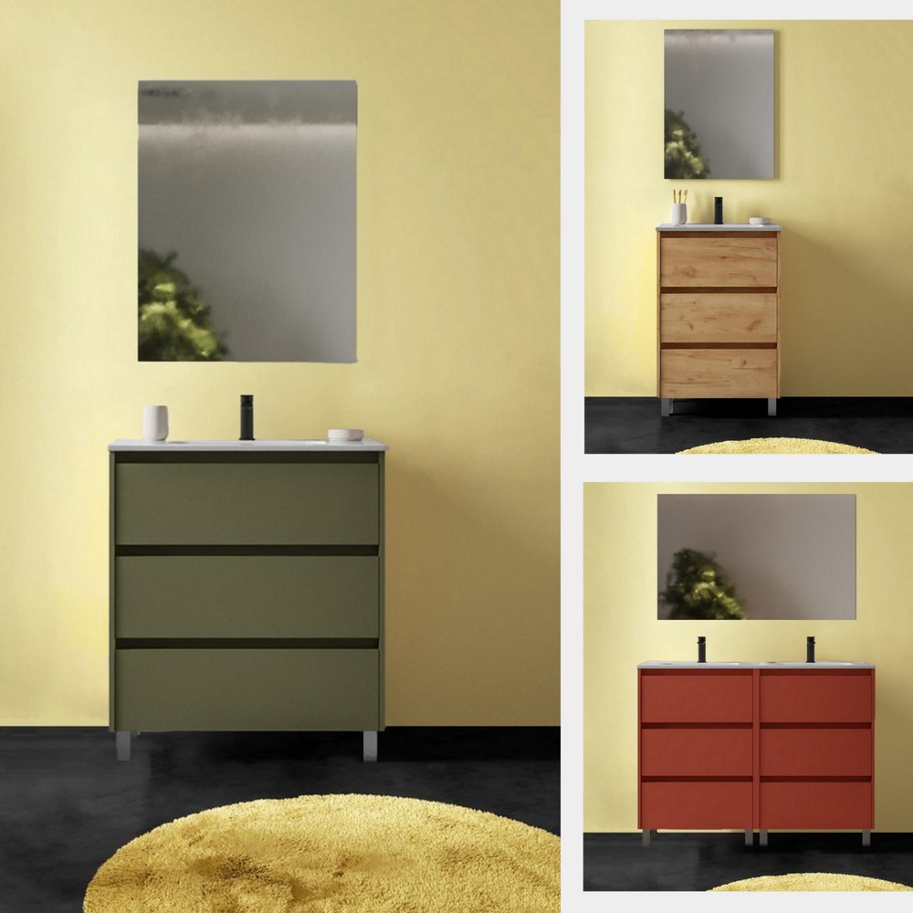 Mobile bagno a terra Libra da 60, 80, 85, 100 e 120 cm disponibile in varie colorazioni design moderno
