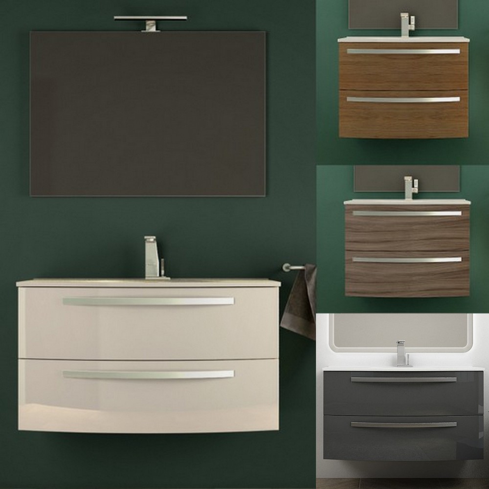 Mobile bagno Star da 74 o 100 cm in 5 colori lavabo in ceramica, cristallo o mineralmarmo