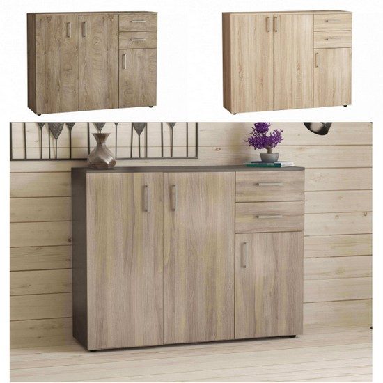 CREDENZA ANTHONY NOCE 2 ANTE SCORREVOLI 3 CASSETTI - Arredo Casa