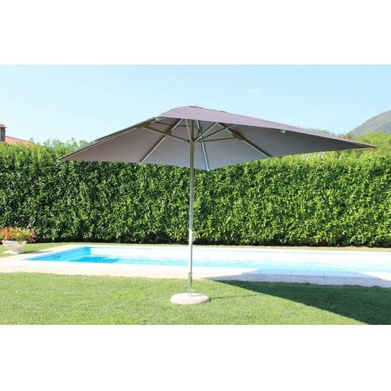 Offerta! Ombrellone da giardino PEGASOS palo bianco telo tortora misura 3 x  3 professionale