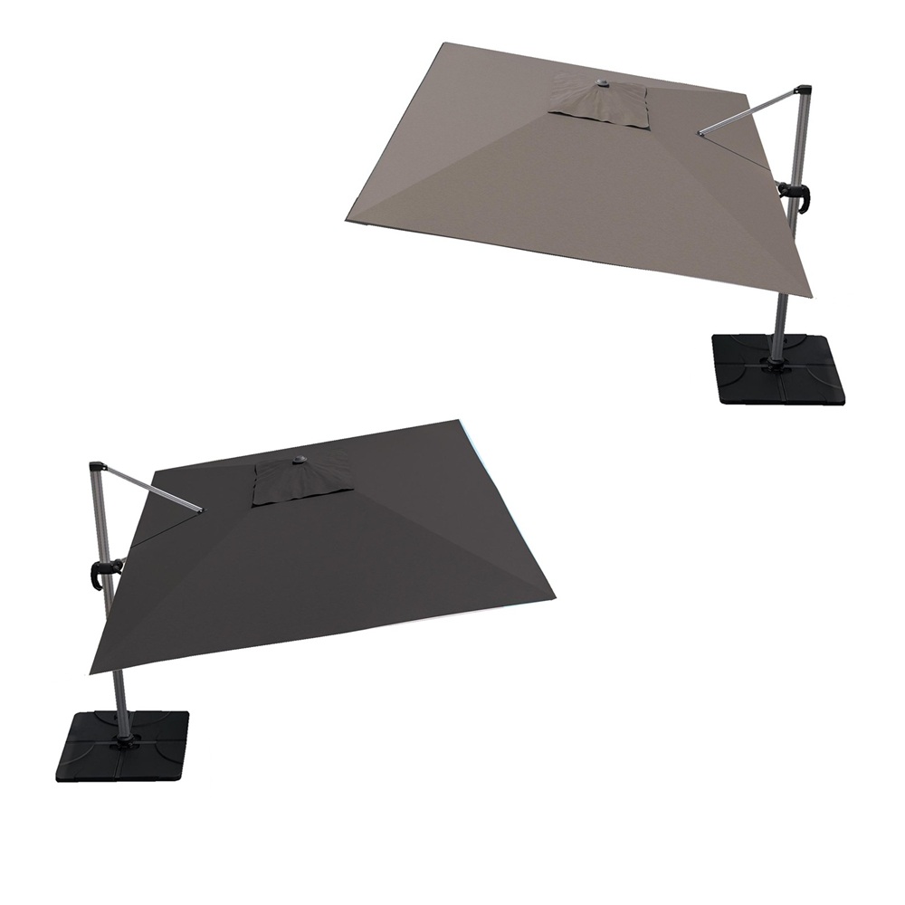 Ombrellone tortora o antracite 3x4 m girevole con palo laterale in alluminio grigio OB07