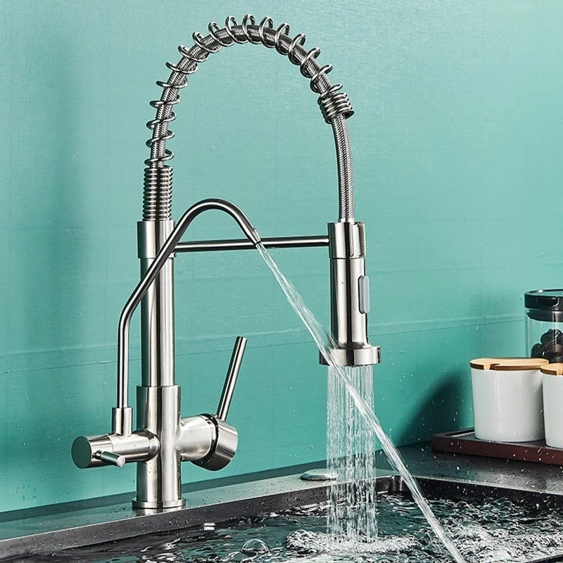 Rubinetto per lavello da cucina con doppia bocca di erogazione RB189