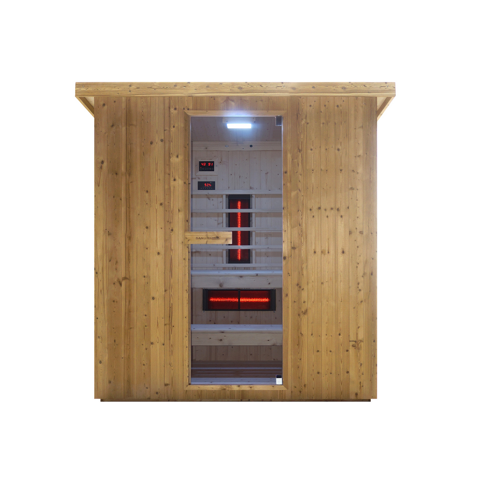 Sauna da esterno combinata infrarossi e finlandese 198x200 cm con cromoterapia e bluetooth SN070