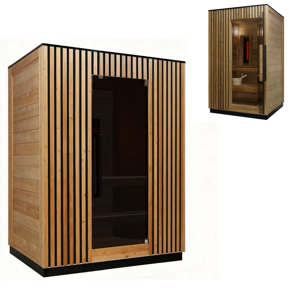 Sauna da esterno infrarossi-finlandese 131x135 o 161x135 cm con irradianti e stufa SN118