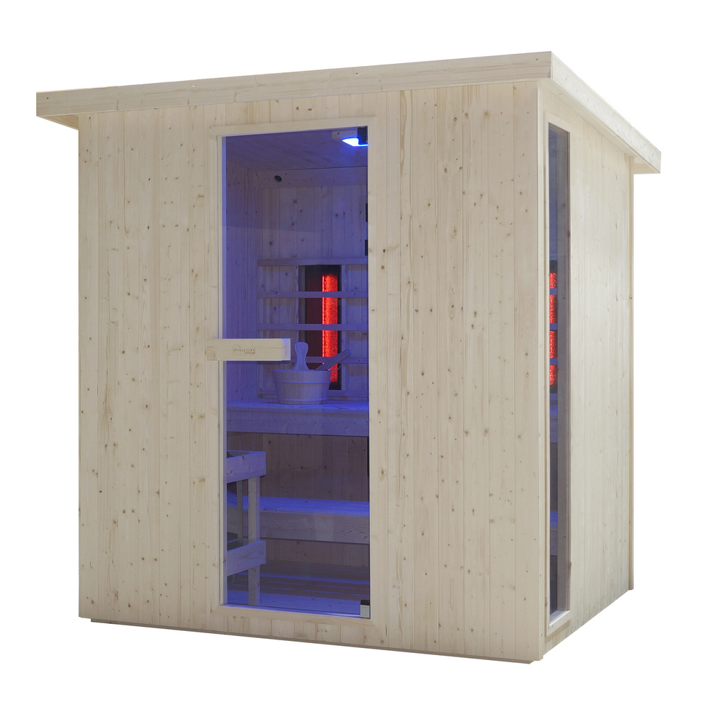Sauna da esterno combinata infrarossi e finlandese 198x200 cm con cromoterapia e bluetooth SN070