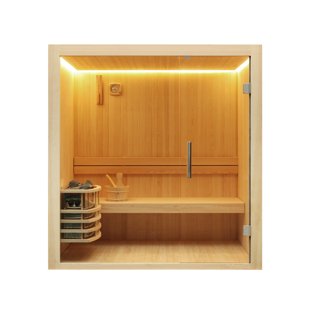 Sauna Finlandese 120x120 cm 2 posti con stufa, cromoterapia e bluetooth SN109