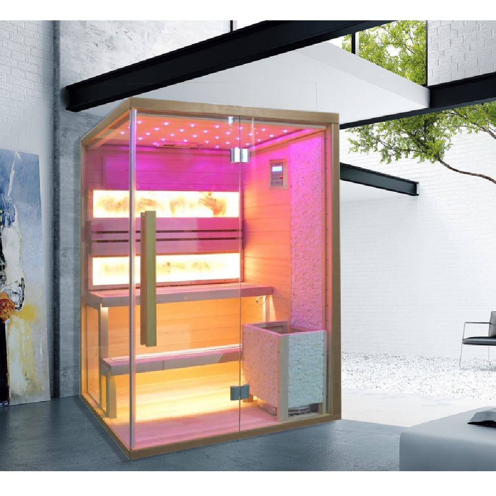 Sauna Finlandese 130x110 cm 3-4 posti con stufa aromaterapia bluetooth SN100