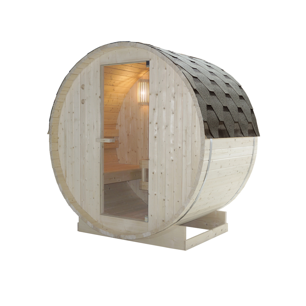 Sauna Finlandese 2 posti per esterno 189x120 cm a forma di botte SN091