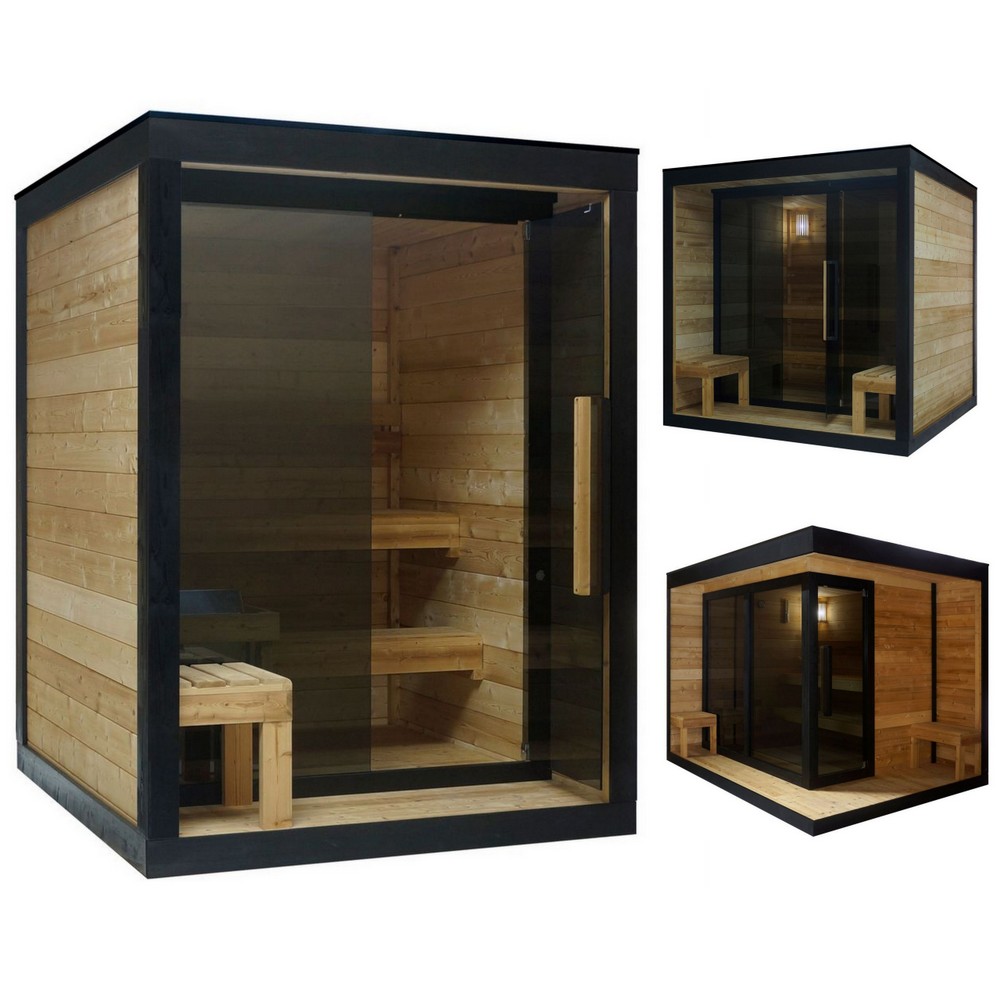 Sauna finlandese per esterno 161x184 o 220x220 o 280x220 cm da 2-5 posti con stufa SN119