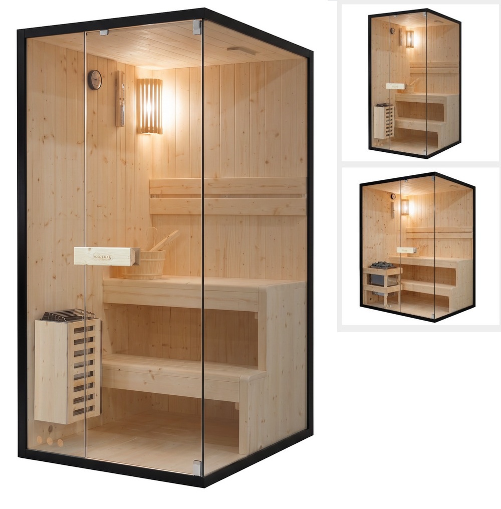 Sauna finlandese 100x120 o 120x120 o 150x120 cm con stufa Harvia SN115