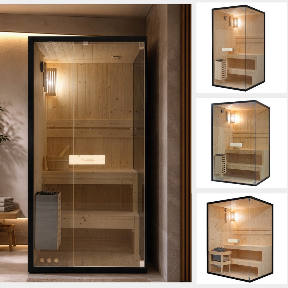 Sauna finlandese 100x120 o 120x120 o 150x120 cm con stufa Harvia SN115