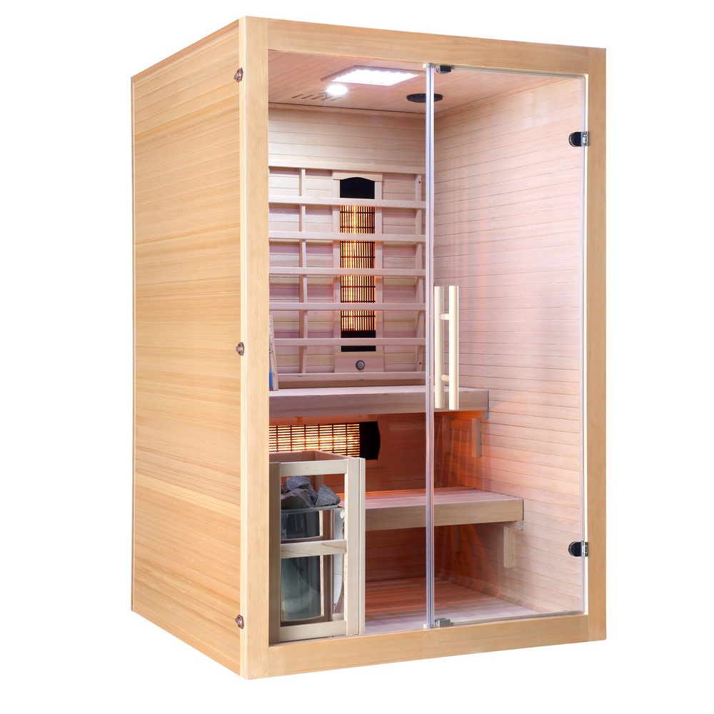 Sauna combinata Infrarossi e Finlandese 130x120 con irradianti Full SPECTRUM e stufa SN057