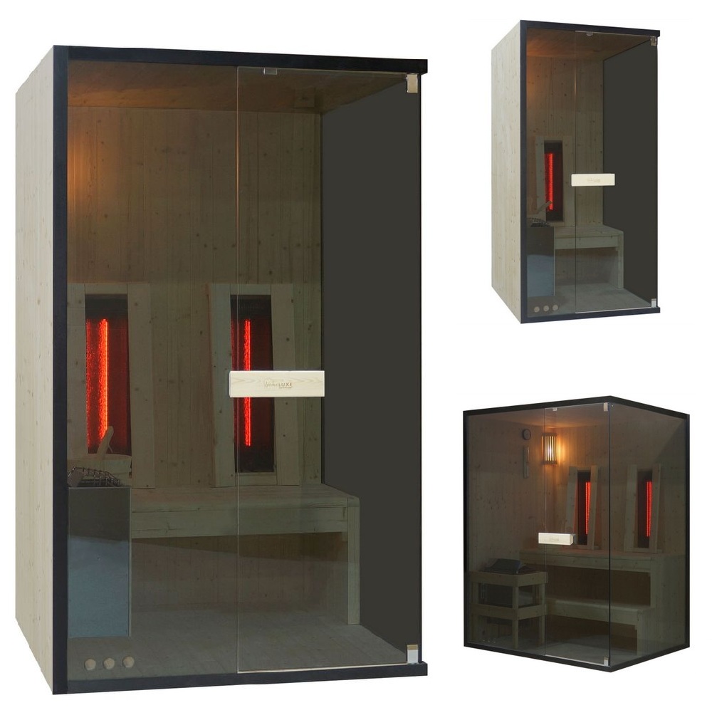 Sauna infrarossi-finlandese 100x120 o 120x120 o 150x120 cm con irradianti e stufa SN113