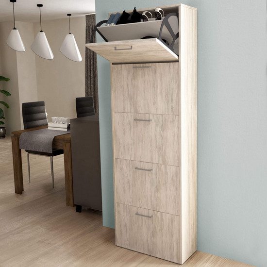 Scarpiera con ante a ribalta in legno disponibile in 4 colori e 3 misure  BM054 - Bagno Italia