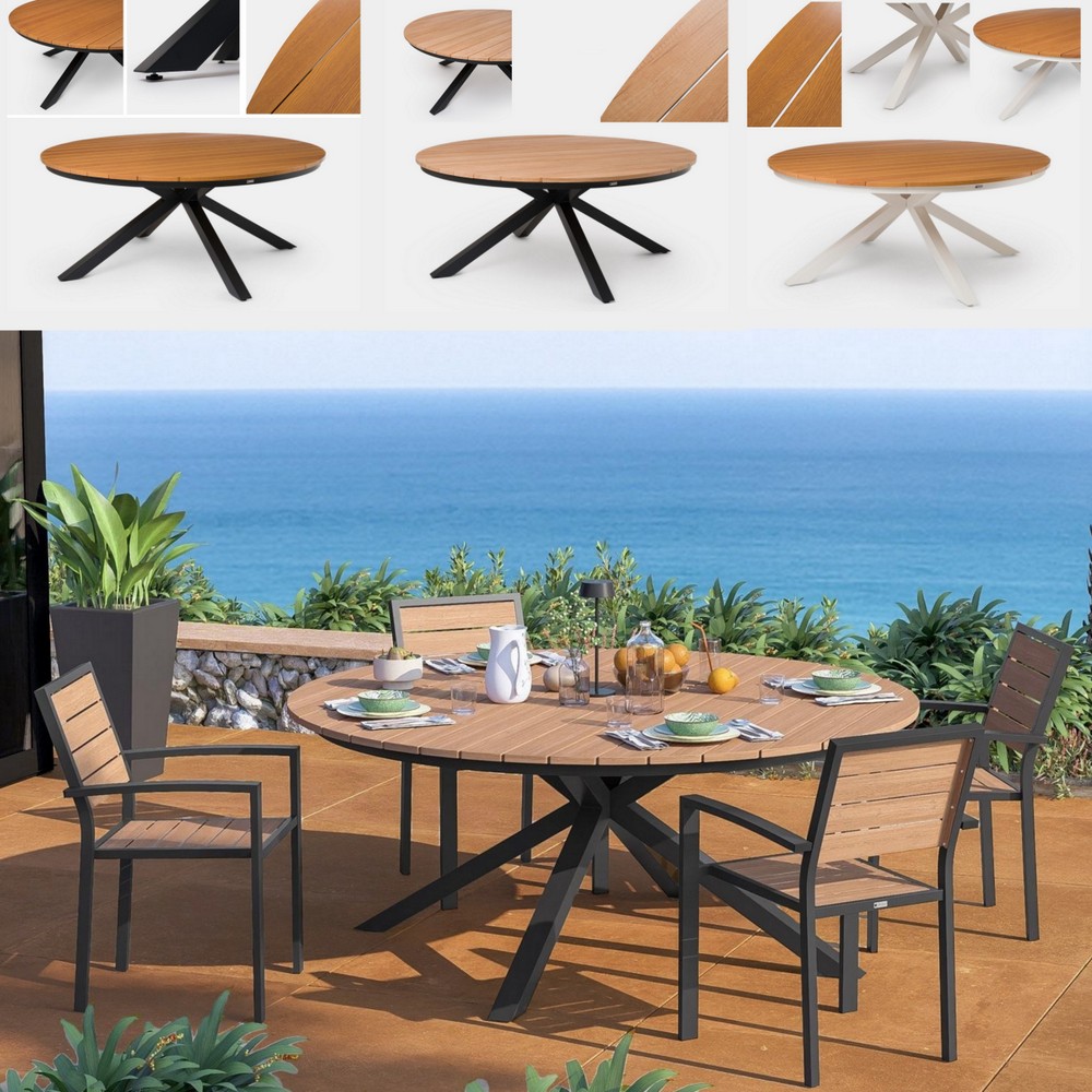 Set da esterno con tavolo rotondo 180 cm e 4 sedie abbinate in 3 colori TL088