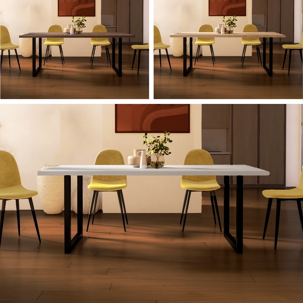 Tavolo da 180x90 cm top in rovere 3 colori gambe metallo nero 5x5 o 8x4 TL072