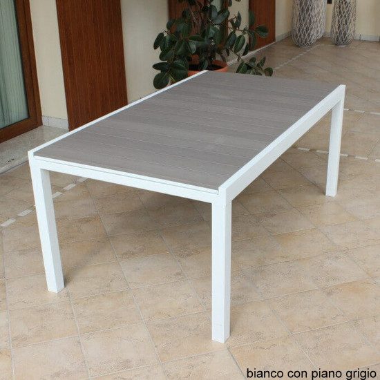 Set Tavolo Giardino Allungabile Rettangolare 180/240 X 100 Con 8 Poltrone  In Alluminio Tortora Per Esterno Giardino