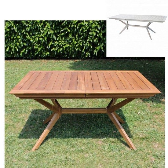 Tavolo da esterno allungabile Sweet 150/200 cm in legno di acacia 2 colori  disponibili - Bagno Italia