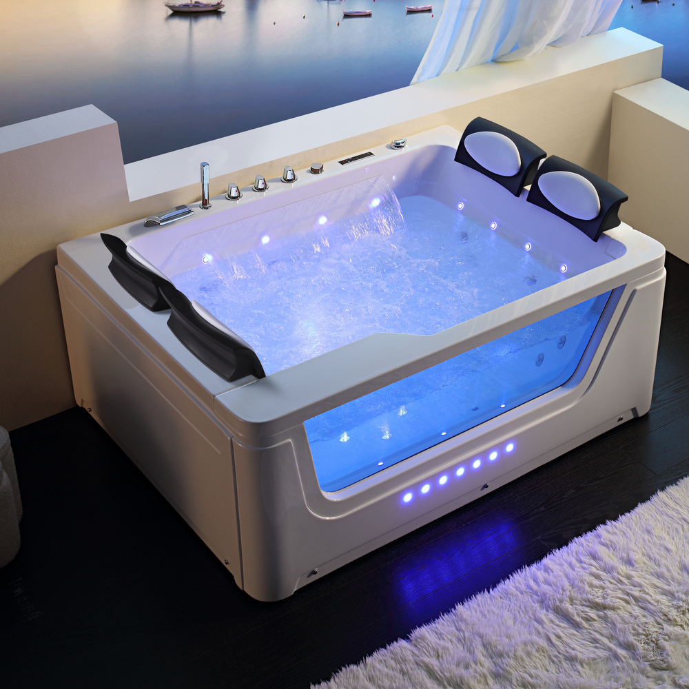 Vasca idromassaggio 170x130 cm 4 posti cascata led 51 getti e bluetooth VS174