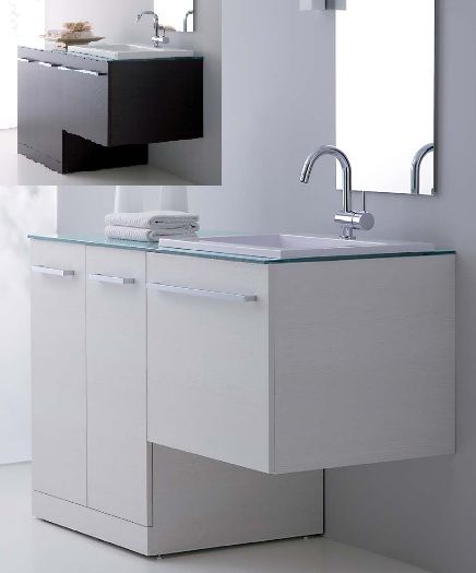 Arredo Bagno Mobile Vip con coprilavatrice portalavatrice unica soluzione con copri lavatrice
