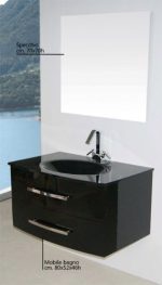 Mobile Bagno Brandy 80 lavabo in cristallo nero bianco grigio ro