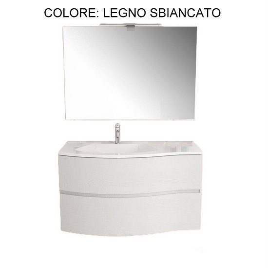 Mobile bagno sospeso Vague bianco, cm 104, con lavabo in vetro e pensili  Arredobagno e Cucine s.r.l.s.