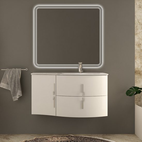 Mobile Arredo Bagno Kursal 104 cm Sospeso Nero Destro Moderno cod