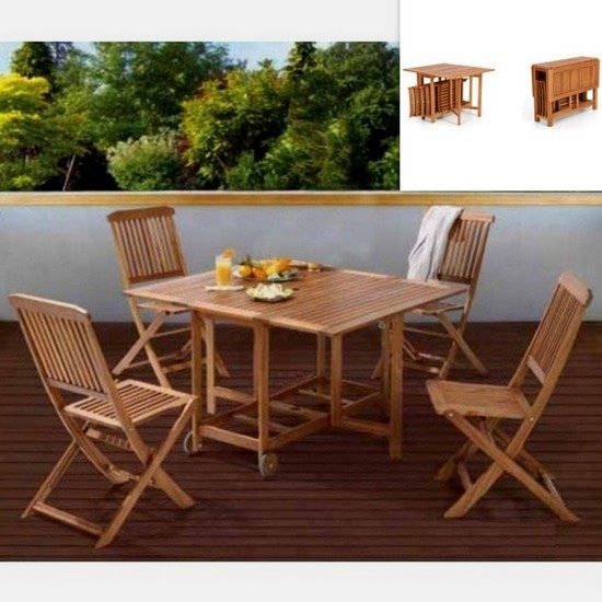 tavolo da giardinoin legno pieghevole con sedie
